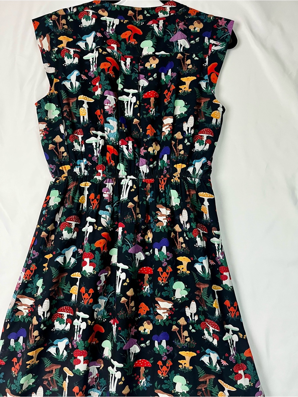 Whimsigoth Witchy Fairy Cottagecore Mushroom Print Lined Dress with Pockets Sz M - Picture 14 of 15